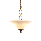 3-Light Pendulum Light Country Dining Room Chandelier Lamp Fixture with Cone White Glass Shade Clearhalo 'Ceiling Lights' 'Chandeliers' Lighting' options 782061