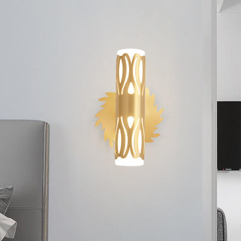 Cylinder Bedside Wall Light Sconce Contemporary Metal LED Brass Wall Lamp Fixture Brass A Clearhalo 'Wall Lamps & Sconces' 'Wall Lights' Lighting' 782128