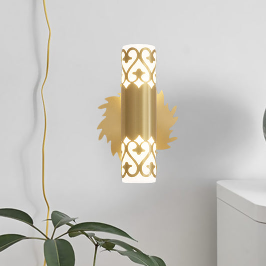 Cylinder Bedside Wall Light Sconce Contemporary Metal LED Brass Wall Lamp Fixture Clearhalo 'Wall Lamps & Sconces' 'Wall Lights' Lighting' 782137