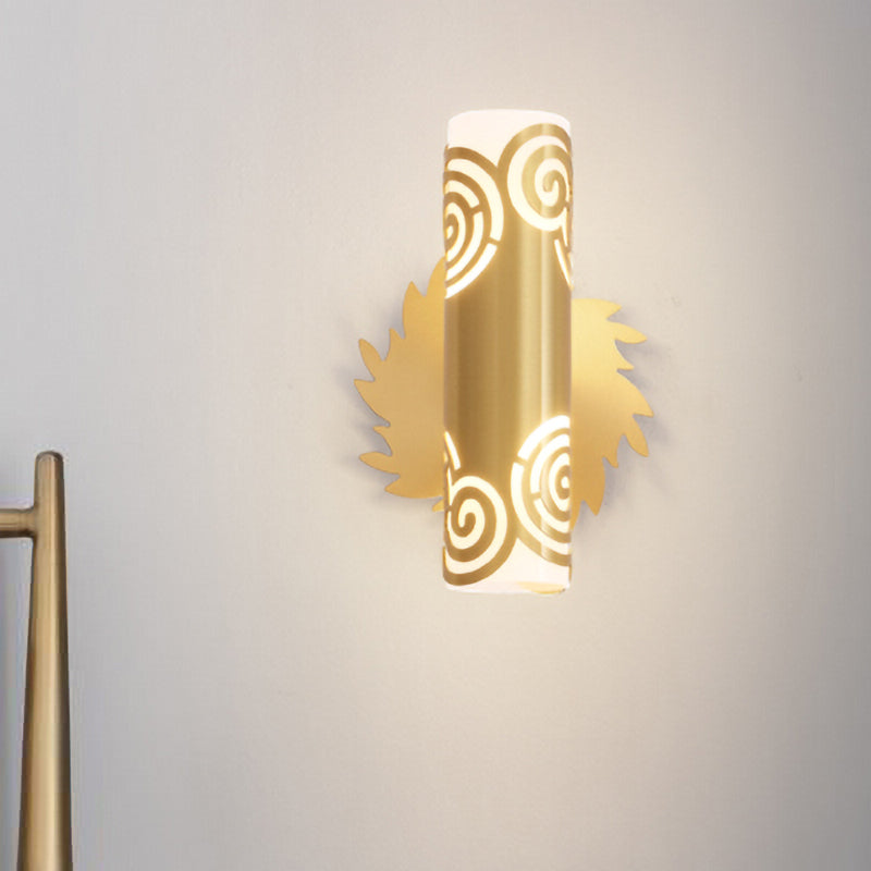 Metallic Brass Wall Mount Lighting Tubular LED Creative Wall Sconce Lamp for Bedroom Brass A Clearhalo 'Wall Lamps & Sconces' 'Wall Lights' Lighting' 782144