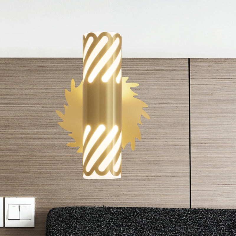 Metallic Brass Wall Mount Lighting Tubular LED Creative Wall Sconce Lamp for Bedroom Brass C Clearhalo 'Wall Lamps & Sconces' 'Wall Lights' Lighting' 782148