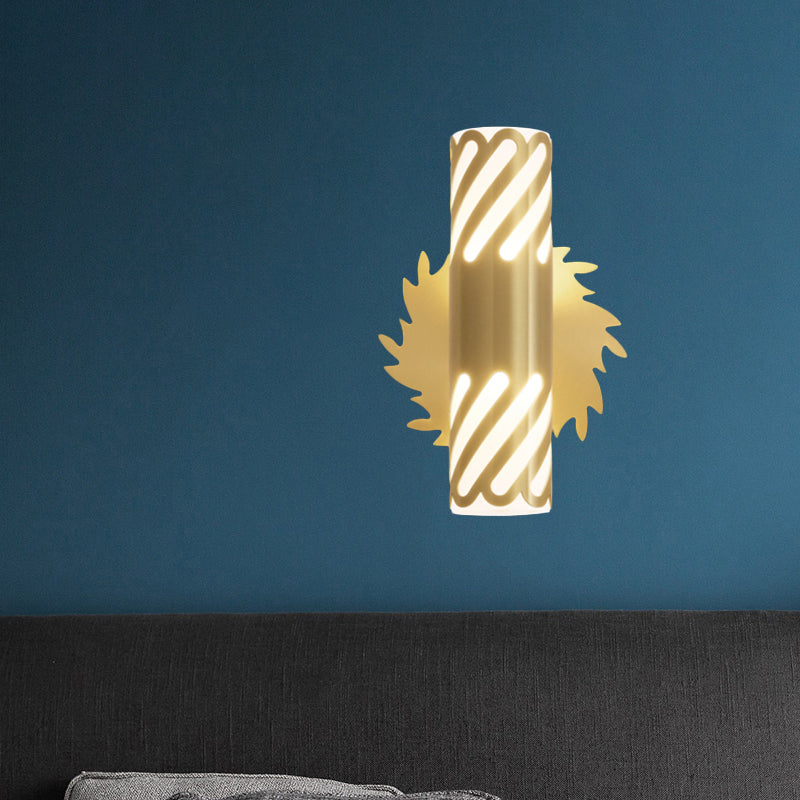 Metallic Brass Wall Mount Lighting Tubular LED Creative Wall Sconce Lamp for Bedroom Clearhalo 'Wall Lamps & Sconces' 'Wall Lights' Lighting' 782149