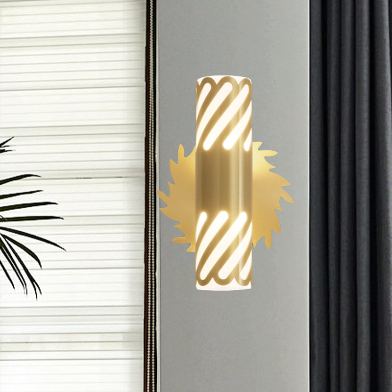 Metallic Brass Wall Mount Lighting Tubular LED Creative Wall Sconce Lamp for Bedroom Clearhalo 'Wall Lamps & Sconces' 'Wall Lights' Lighting' 782150