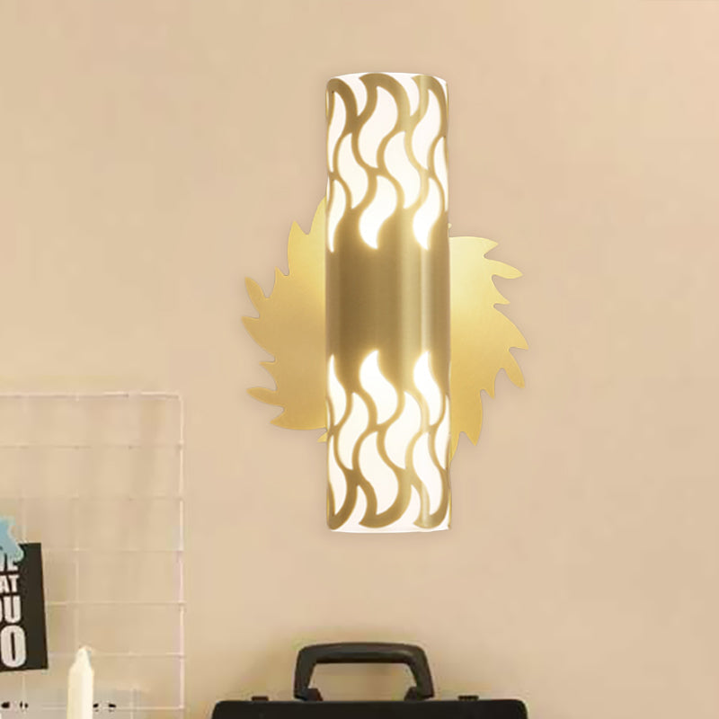 Metallic Brass Wall Mount Lighting Tubular LED Creative Wall Sconce Lamp for Bedroom Brass B Clearhalo 'Wall Lamps & Sconces' 'Wall Lights' Lighting' 782152