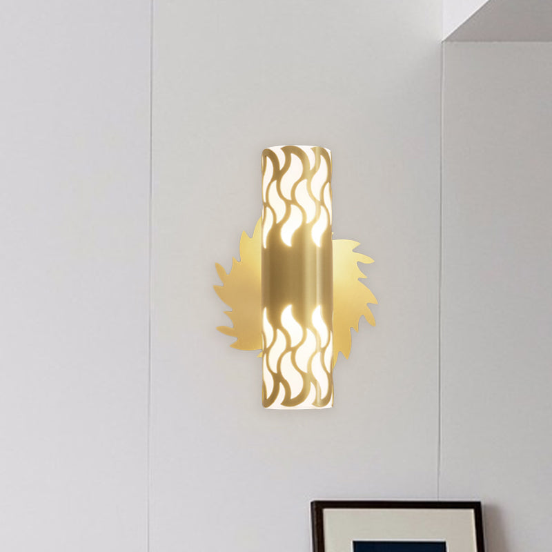 Metallic Brass Wall Mount Lighting Tubular LED Creative Wall Sconce Lamp for Bedroom Clearhalo 'Wall Lamps & Sconces' 'Wall Lights' Lighting' 782153