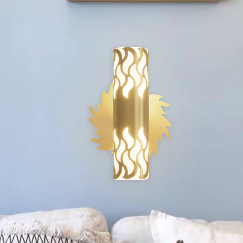 Metallic Brass Wall Mount Lighting Tubular LED Creative Wall Sconce Lamp for Bedroom Clearhalo 'Wall Lamps & Sconces' 'Wall Lights' Lighting' 782154