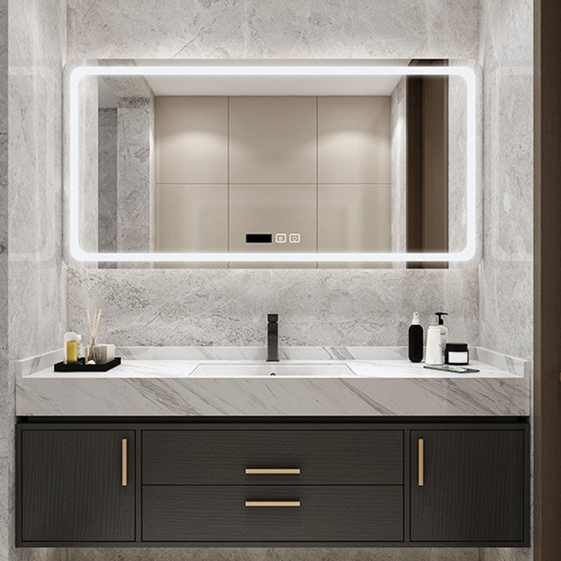 Mirror Included Wall Mount Sink Vanity with Sink Faucet for Bathroom Vanity & Faucet & Smart Mirror Clearhalo 'Bathroom Remodel & Bathroom Fixtures' 'Bathroom Vanities' 'bathroom_vanities' 'Home Improvement' 'home_improvement' 'home_improvement_bathroom_vanities' 7831648