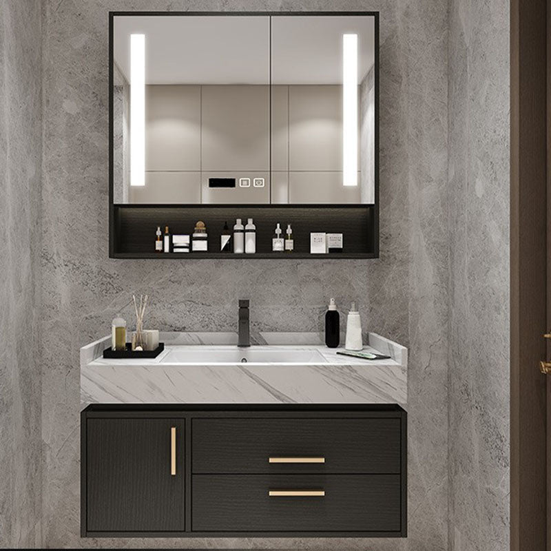 Mirror Included Wall Mount Sink Vanity with Sink Faucet for Bathroom Vanity & Faucet & Smart Medicine Cabinet Clearhalo 'Bathroom Remodel & Bathroom Fixtures' 'Bathroom Vanities' 'bathroom_vanities' 'Home Improvement' 'home_improvement' 'home_improvement_bathroom_vanities' 7831650