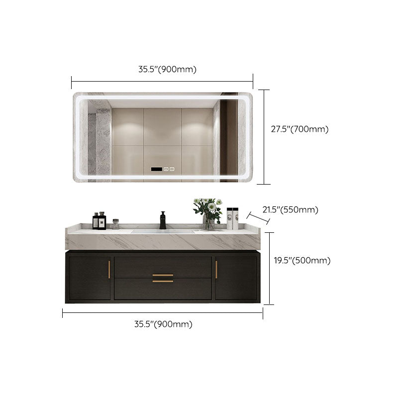 Mirror Included Wall Mount Sink Vanity with Sink Faucet for Bathroom Clearhalo 'Bathroom Remodel & Bathroom Fixtures' 'Bathroom Vanities' 'bathroom_vanities' 'Home Improvement' 'home_improvement' 'home_improvement_bathroom_vanities' 7831673