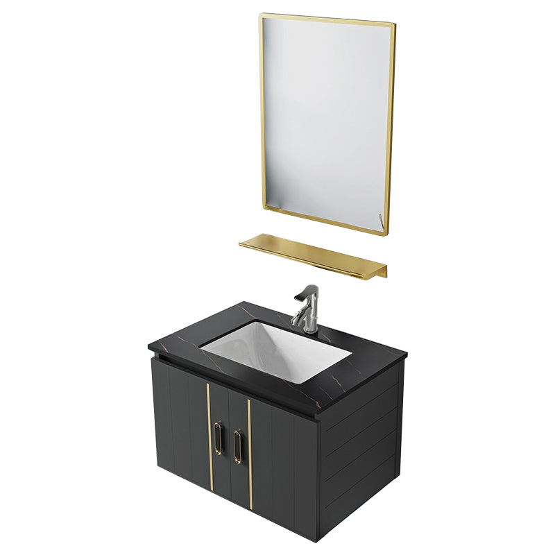 Modern Style Bath Vanity Wall Mount Dirt Resistant Bath Vanity with Faucet Vanity & Faucet & Mirrors Black Clearhalo 'Bathroom Remodel & Bathroom Fixtures' 'Bathroom Vanities' 'bathroom_vanities' 'Home Improvement' 'home_improvement' 'home_improvement_bathroom_vanities' 7831763