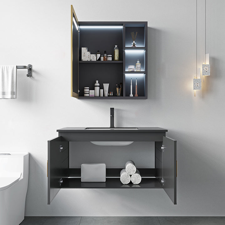 Modern Style Bath Vanity Wall Mount Dirt Resistant Bath Vanity with Faucet Clearhalo 'Bathroom Remodel & Bathroom Fixtures' 'Bathroom Vanities' 'bathroom_vanities' 'Home Improvement' 'home_improvement' 'home_improvement_bathroom_vanities' 7831767