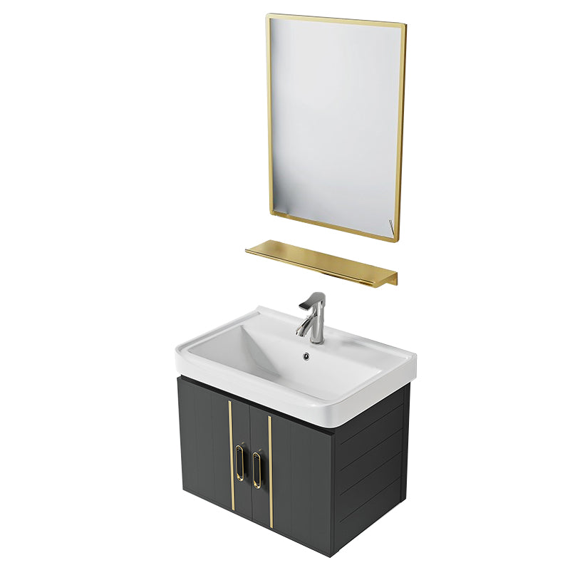 Modern Style Bath Vanity Wall Mount Dirt Resistant Bath Vanity with Faucet Vanity & Faucet & Mirrors 20"L x 14"W x 16"H White Clearhalo 'Bathroom Remodel & Bathroom Fixtures' 'Bathroom Vanities' 'bathroom_vanities' 'Home Improvement' 'home_improvement' 'home_improvement_bathroom_vanities' 7831768