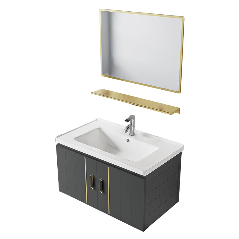 Modern Style Bath Vanity Wall Mount Dirt Resistant Bath Vanity with Faucet Vanity & Faucet & Mirrors 31"L x 19"W x 16"H White Clearhalo 'Bathroom Remodel & Bathroom Fixtures' 'Bathroom Vanities' 'bathroom_vanities' 'Home Improvement' 'home_improvement' 'home_improvement_bathroom_vanities' 7831772