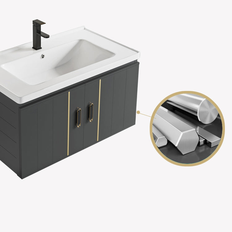 Modern Style Bath Vanity Wall Mount Dirt Resistant Bath Vanity with Faucet Clearhalo 'Bathroom Remodel & Bathroom Fixtures' 'Bathroom Vanities' 'bathroom_vanities' 'Home Improvement' 'home_improvement' 'home_improvement_bathroom_vanities' 7831774