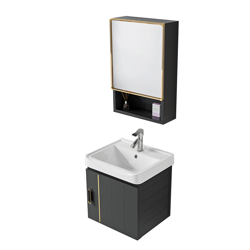 Modern Style Bath Vanity Wall Mount Dirt Resistant Bath Vanity with Faucet Vanity & Faucet & Mirror Cabinet 17"L x 14"W x 16"H White Clearhalo 'Bathroom Remodel & Bathroom Fixtures' 'Bathroom Vanities' 'bathroom_vanities' 'Home Improvement' 'home_improvement' 'home_improvement_bathroom_vanities' 7831778