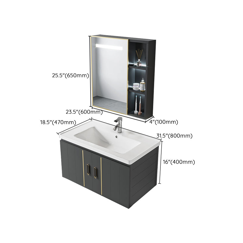 Modern Style Bath Vanity Wall Mount Dirt Resistant Bath Vanity with Faucet Clearhalo 'Bathroom Remodel & Bathroom Fixtures' 'Bathroom Vanities' 'bathroom_vanities' 'Home Improvement' 'home_improvement' 'home_improvement_bathroom_vanities' 7831802