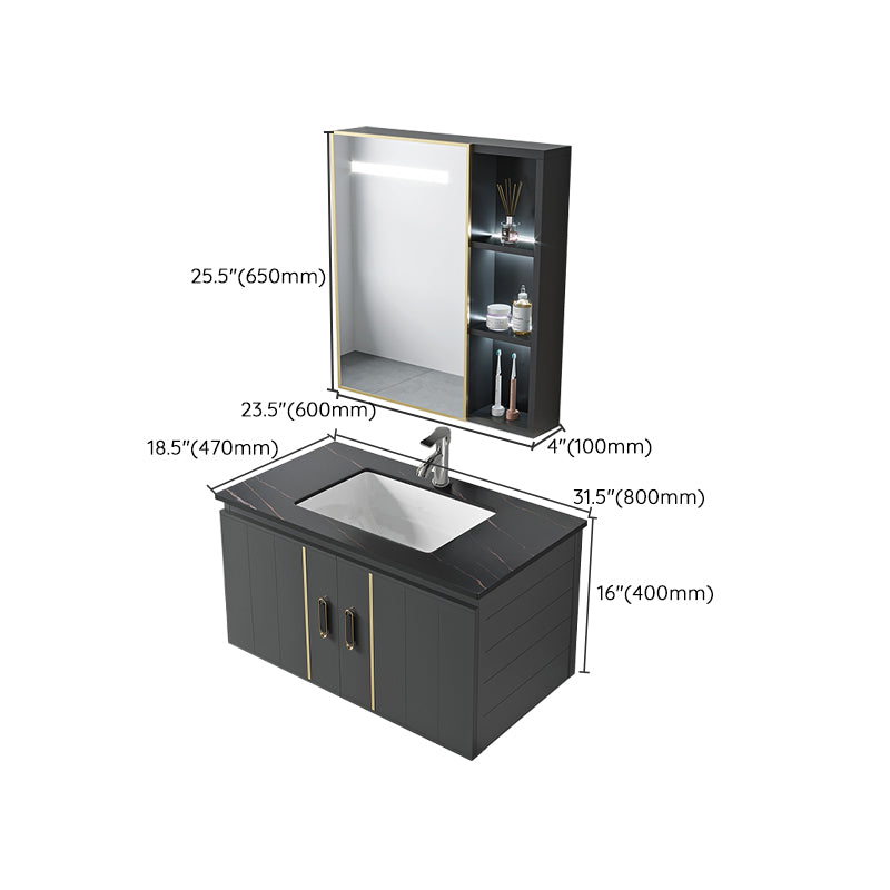 Modern Style Bath Vanity Wall Mount Dirt Resistant Bath Vanity with Faucet Clearhalo 'Bathroom Remodel & Bathroom Fixtures' 'Bathroom Vanities' 'bathroom_vanities' 'Home Improvement' 'home_improvement' 'home_improvement_bathroom_vanities' 7831803