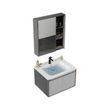 Bath Vanity Grey Metal Frame Rectangular Single Sink Wall Mount Mirror 2 Doors Vanity Clearhalo 'Bathroom Remodel & Bathroom Fixtures' 'Bathroom Vanities' 'bathroom_vanities' 'Home Improvement' 'home_improvement' 'home_improvement_bathroom_vanities' 7831816