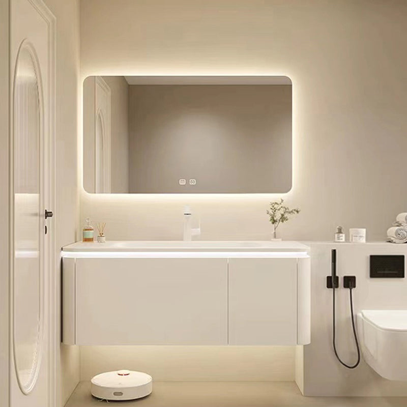 Wall Mount Sink Included Sink Vanity with Faucet Mirror for Bathroom Vanity & Faucet & Square Mirror 55"L x 21"W x 22"H Clearhalo 'Bathroom Remodel & Bathroom Fixtures' 'Bathroom Vanities' 'bathroom_vanities' 'Home Improvement' 'home_improvement' 'home_improvement_bathroom_vanities' 7833144