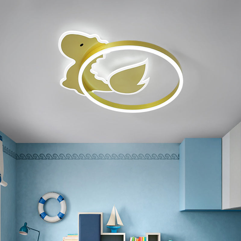 Dinosaur LED Flush Mount Ceiling Fixture Cartoon Acrylic Gold Flush Mounted Lamp in Warm/White Light for Baby Room Gold White Clearhalo 'Ceiling Lights' 'Close To Ceiling Lights' 'Close to ceiling' 'Flush mount' Lighting' 784047