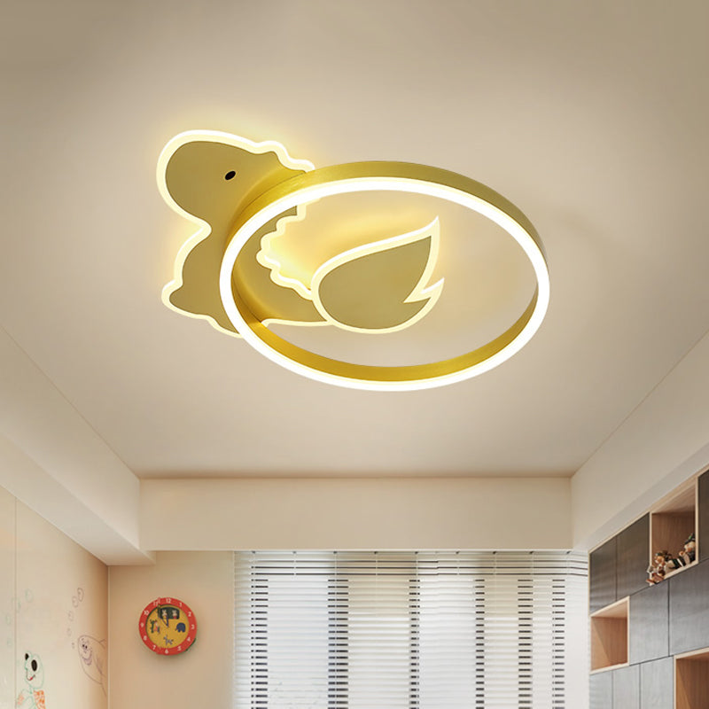 Dinosaur LED Flush Mount Ceiling Fixture Cartoon Acrylic Gold Flush Mounted Lamp in Warm/White Light for Baby Room Gold Warm Clearhalo 'Ceiling Lights' 'Close To Ceiling Lights' 'Close to ceiling' 'Flush mount' Lighting' 784048