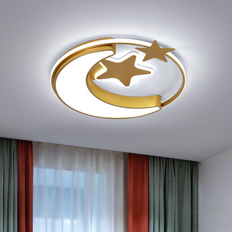 Crescent and Star Flushmount Light Modern Acrylic Kids Bedroom Close to Ceiling Lighting in Pink/Gold/Blue Clearhalo 'Ceiling Lights' 'Close To Ceiling Lights' 'Close to ceiling' 'Flush mount' Lighting' 784060