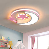 Crescent and Star Flushmount Light Modern Acrylic Kids Bedroom Close to Ceiling Lighting in Pink/Gold/Blue Clearhalo 'Ceiling Lights' 'Close To Ceiling Lights' 'Close to ceiling' 'Flush mount' Lighting' 784064