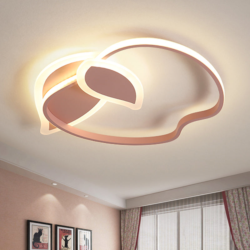 Children Room LED Flush Mount Kids Pink/White/Black Ceiling Lighting with Apple Aluminum Frame Pink Clearhalo 'Ceiling Lights' 'Close To Ceiling Lights' 'Close to ceiling' 'Flush mount' Lighting' 784079