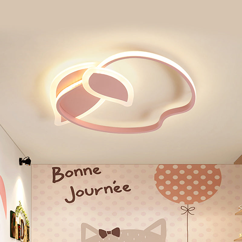 Children Room LED Flush Mount Kids Pink/White/Black Ceiling Lighting with Apple Aluminum Frame Clearhalo 'Ceiling Lights' 'Close To Ceiling Lights' 'Close to ceiling' 'Flush mount' Lighting' 784080