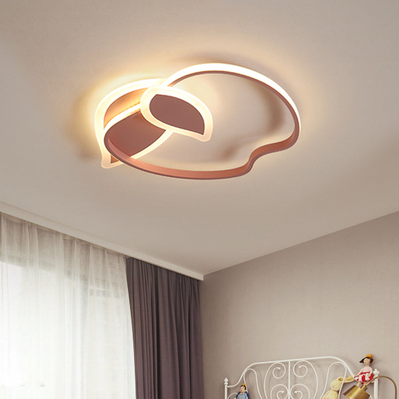 Children Room LED Flush Mount Kids Pink/White/Black Ceiling Lighting with Apple Aluminum Frame Clearhalo 'Ceiling Lights' 'Close To Ceiling Lights' 'Close to ceiling' 'Flush mount' Lighting' 784081