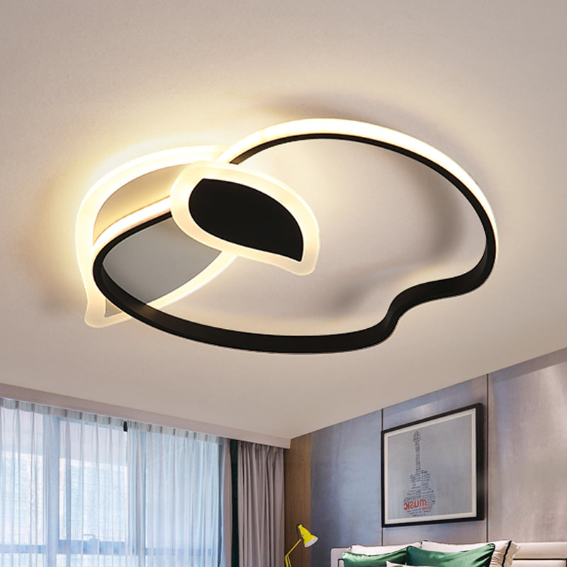 Children Room LED Flush Mount Kids Pink/White/Black Ceiling Lighting with Apple Aluminum Frame Black Clearhalo 'Ceiling Lights' 'Close To Ceiling Lights' 'Close to ceiling' 'Flush mount' Lighting' 784083