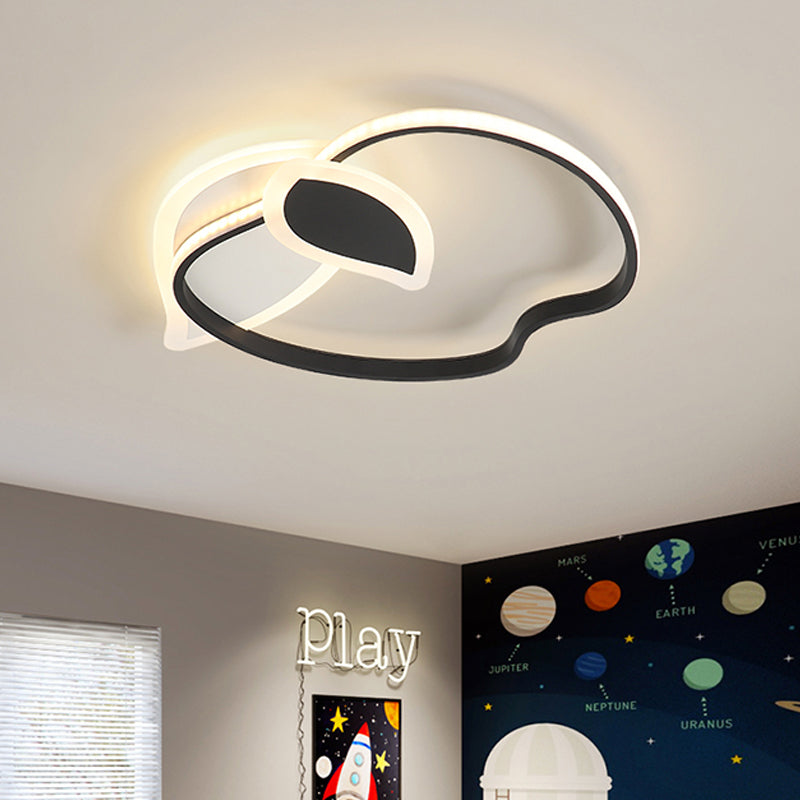 Children Room LED Flush Mount Kids Pink/White/Black Ceiling Lighting with Apple Aluminum Frame Clearhalo 'Ceiling Lights' 'Close To Ceiling Lights' 'Close to ceiling' 'Flush mount' Lighting' 784084