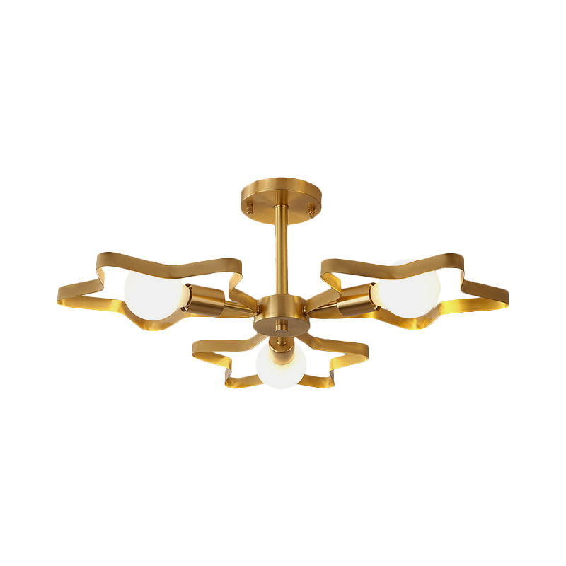 Kid 3/4/5-Head Semi Flush Ceiling Light Gold Pentagram Flushmount Light with Metal Frame 3 Gold Clearhalo 'Ceiling Lights' 'Close To Ceiling Lights' 'Close to ceiling' 'Semi-flushmount' Lighting' 784087