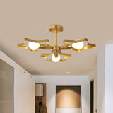 Kid 3/4/5-Head Semi Flush Ceiling Light Gold Pentagram Flushmount Light with Metal Frame Clearhalo 'Ceiling Lights' 'Close To Ceiling Lights' 'Close to ceiling' 'Semi-flushmount' Lighting' 784088