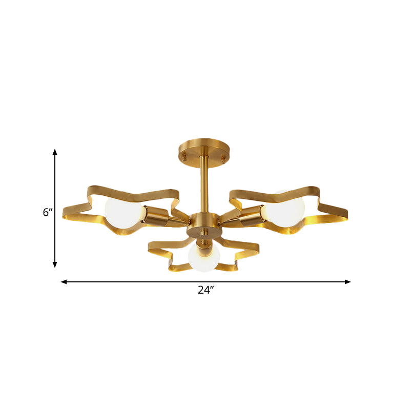 Kid 3/4/5-Head Semi Flush Ceiling Light Gold Pentagram Flushmount Light with Metal Frame Clearhalo 'Ceiling Lights' 'Close To Ceiling Lights' 'Close to ceiling' 'Semi-flushmount' Lighting' 784090