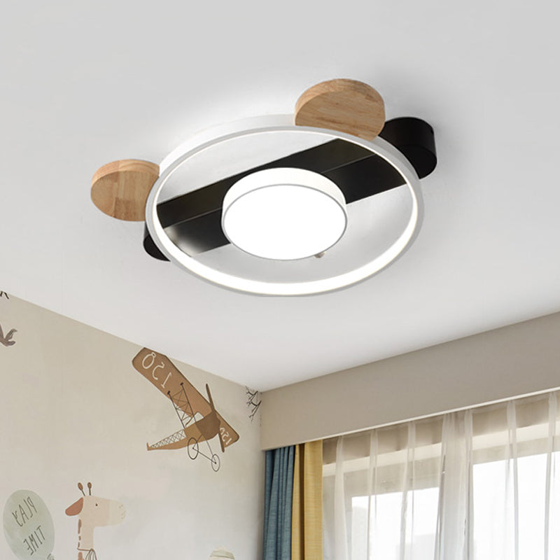 Acrylic Bear Design Ceiling Flush Light Cartoon White/Green-Wood LED Flush Mount Lighting Fixture Clearhalo 'Ceiling Lights' 'Close To Ceiling Lights' 'Close to ceiling' 'Flush mount' Lighting' 784106