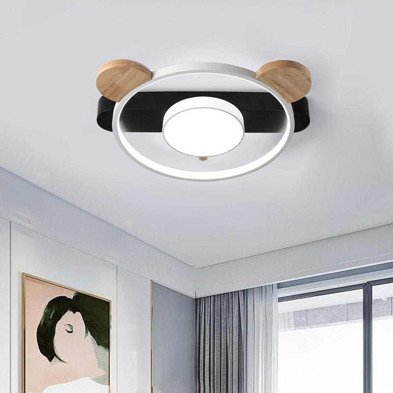 Acrylic Bear Design Ceiling Flush Light Cartoon White/Green-Wood LED Flush Mount Lighting Fixture Clearhalo 'Ceiling Lights' 'Close To Ceiling Lights' 'Close to ceiling' 'Flush mount' Lighting' 784107