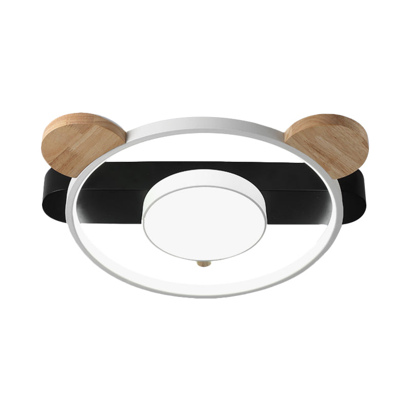 Acrylic Bear Design Ceiling Flush Light Cartoon White/Green-Wood LED Flush Mount Lighting Fixture Clearhalo 'Ceiling Lights' 'Close To Ceiling Lights' 'Close to ceiling' 'Flush mount' Lighting' 784108