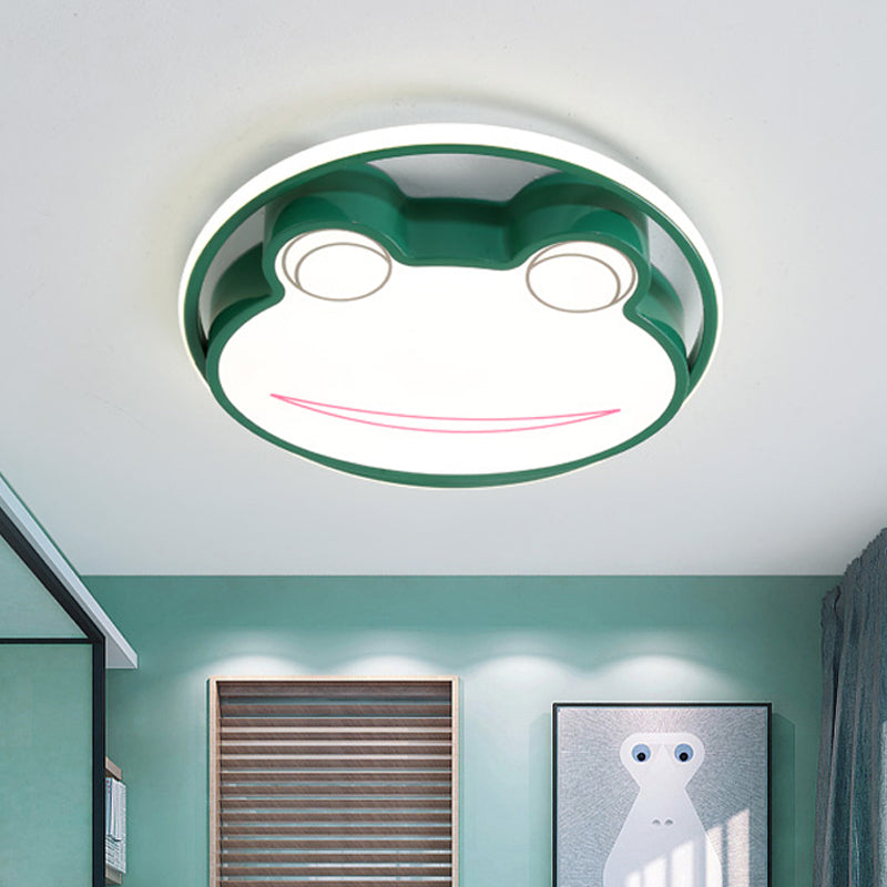 Cartoon Frog Thin Flush Mount Acrylic Nursery LED Ceiling Flushmount Ceiling Lamp in Green, Warm/White Light Green White Clearhalo 'Ceiling Lights' 'Close To Ceiling Lights' 'Close to ceiling' 'Flush mount' Lighting' 784110