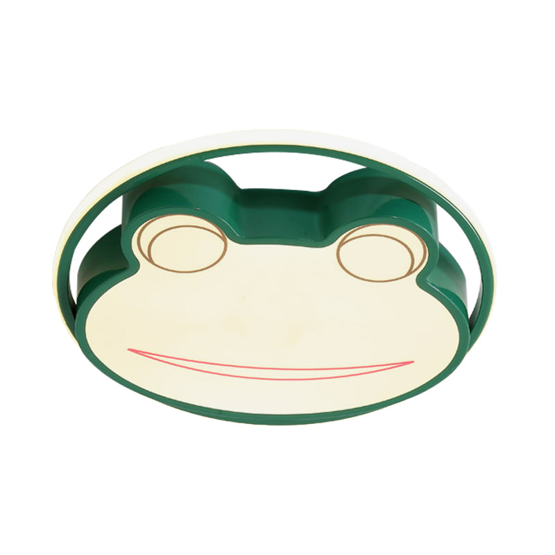 Cartoon Frog Thin Flush Mount Acrylic Nursery LED Ceiling Flushmount Ceiling Lamp in Green, Warm/White Light Clearhalo 'Ceiling Lights' 'Close To Ceiling Lights' 'Close to ceiling' 'Flush mount' Lighting' 784111