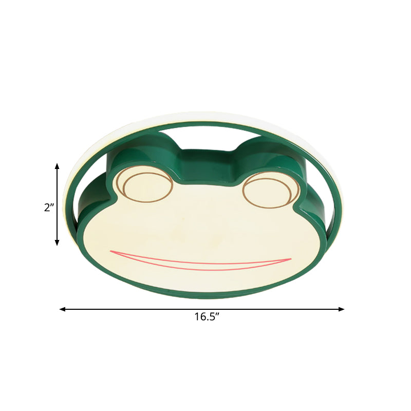 Cartoon Frog Thin Flush Mount Acrylic Nursery LED Ceiling Flushmount Ceiling Lamp in Green, Warm/White Light Clearhalo 'Ceiling Lights' 'Close To Ceiling Lights' 'Close to ceiling' 'Flush mount' Lighting' 784112