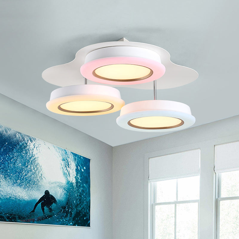 Bean Kids Room Ceiling Lamp Acrylic 3 Lights Macaron Style LED Flush Mount Light Fixture in Warm/White Light White Clearhalo 'Ceiling Lights' 'Close To Ceiling Lights' 'Close to ceiling' 'Flush mount' Lighting' 784113