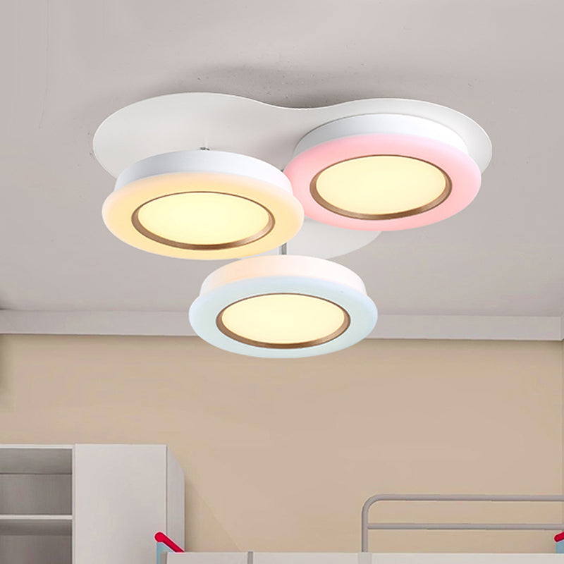 Bean Kids Room Ceiling Lamp Acrylic 3 Lights Macaron Style LED Flush Mount Light Fixture in Warm/White Light Clearhalo 'Ceiling Lights' 'Close To Ceiling Lights' 'Close to ceiling' 'Flush mount' Lighting' 784114