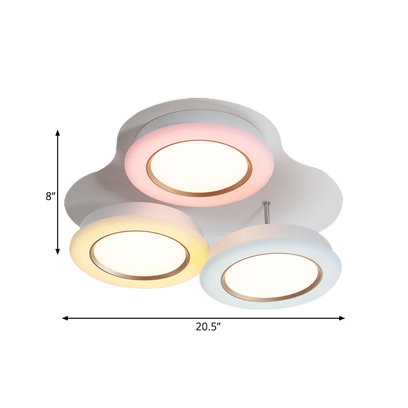 Bean Kids Room Ceiling Lamp Acrylic 3 Lights Macaron Style LED Flush Mount Light Fixture in Warm/White Light Clearhalo 'Ceiling Lights' 'Close To Ceiling Lights' 'Close to ceiling' 'Flush mount' Lighting' 784116