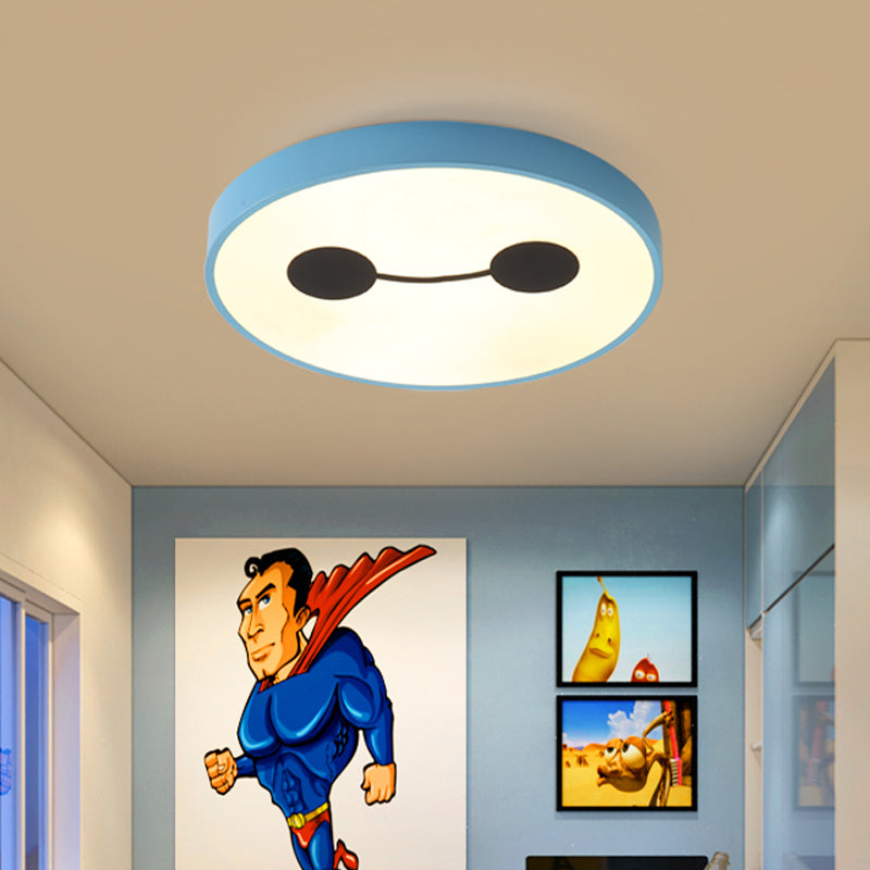 Cartoon Comic Character Iron Flushmount LED Flush Mount Ceiling Light Fixture in Blue, Warm/White Light Blue Clearhalo 'Ceiling Lights' 'Close To Ceiling Lights' 'Close to ceiling' 'Flush mount' Lighting' 784121