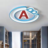 English Letter Super Thin Ceiling Flush Kids Acrylic Bedroom LED Flush Mount Lighting in Blue, Warm/White Light Blue White Clearhalo 'Ceiling Lights' 'Close To Ceiling Lights' 'Close to ceiling' 'Flush mount' Lighting' 784126