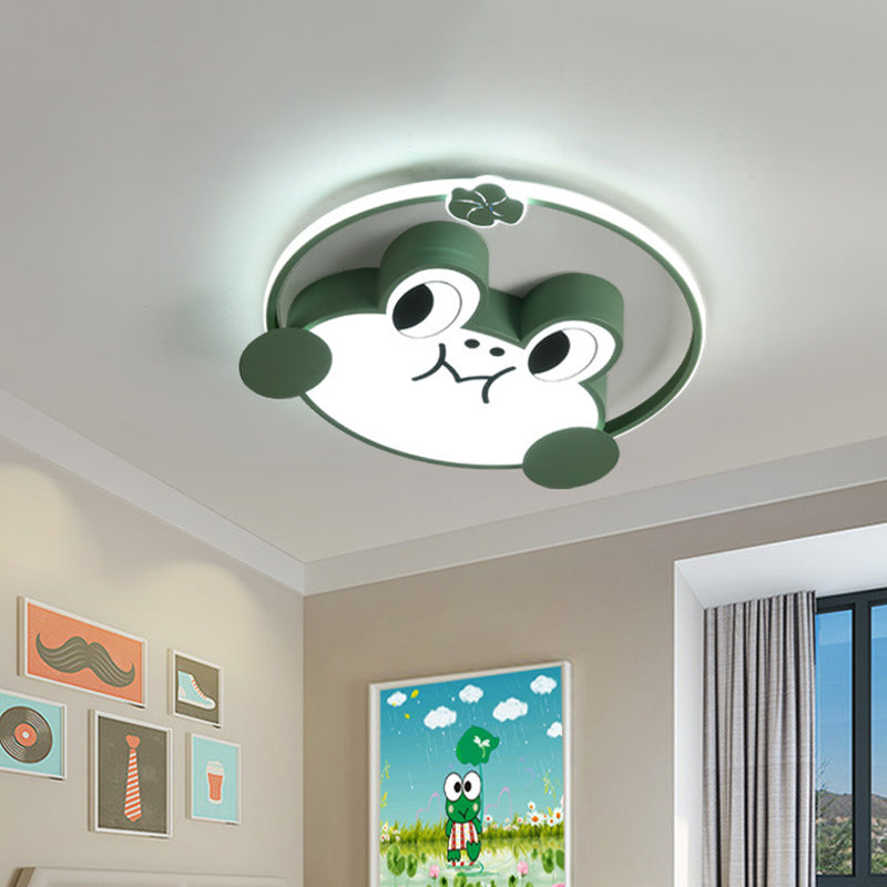 Frog Kindergarten LED Flush Light Acrylic Cartoon Flushmount Ceiling Fixture in Green Green Clearhalo 'Ceiling Lights' 'Close To Ceiling Lights' 'Close to ceiling' 'Flush mount' Lighting' 784133