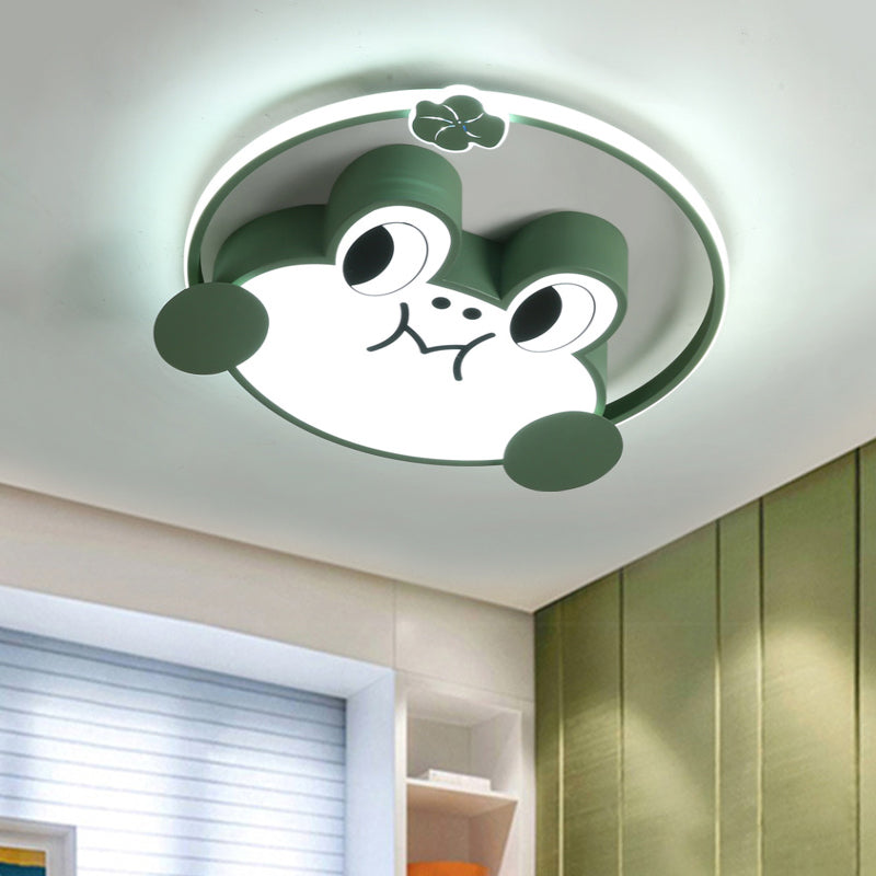 Frog Kindergarten LED Flush Light Acrylic Cartoon Flushmount Ceiling Fixture in Green Clearhalo 'Ceiling Lights' 'Close To Ceiling Lights' 'Close to ceiling' 'Flush mount' Lighting' 784134