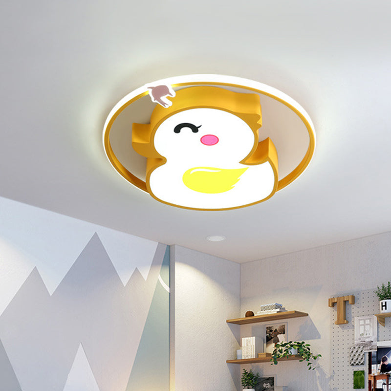 Cartoon LED Ceiling Flush Mount Yellow Cheerful Duck Flushmount Lighting with Acrylic Shade Yellow Clearhalo 'Ceiling Lights' 'Close To Ceiling Lights' 'Close to ceiling' 'Flush mount' Lighting' 784137