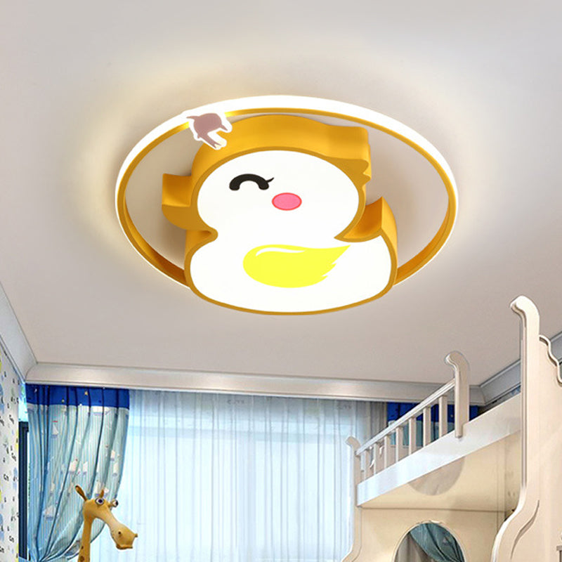 Cartoon LED Ceiling Flush Mount Yellow Cheerful Duck Flushmount Lighting with Acrylic Shade Clearhalo 'Ceiling Lights' 'Close To Ceiling Lights' 'Close to ceiling' 'Flush mount' Lighting' 784138